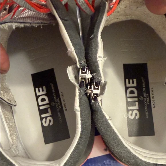 Golden Goose Deluxe Brand Slide Ice Suede Orange High-Top Sneakers - Picture 3 of 12